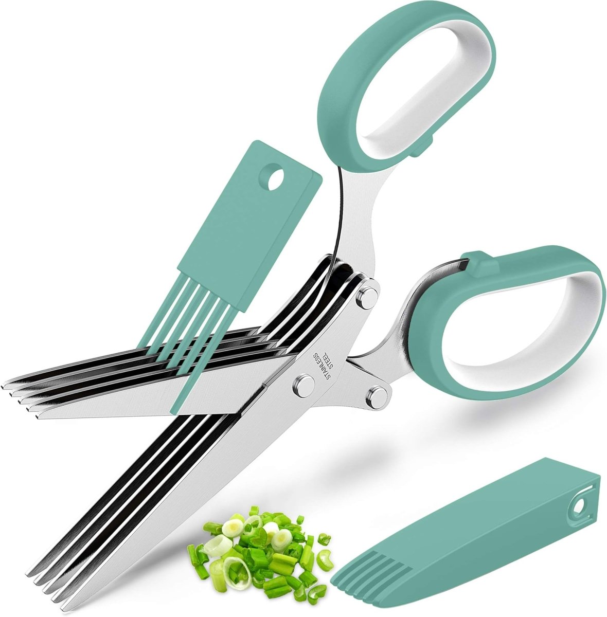 5 - Blade Herb Scissors – Stainless Steel Kitchen Cutter Tool - uae