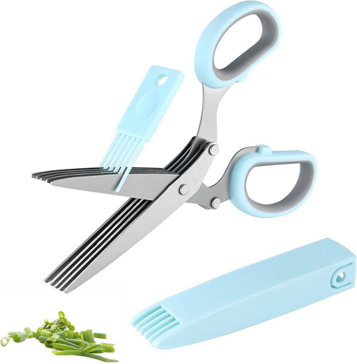5 - Blade Herb Scissors – Stainless Steel Kitchen Cutter Tool - uae