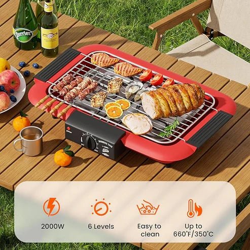 Electric BBQ Grill – Portable, Smokeless, Non - Stick Indoor & Outdoor Use - uae