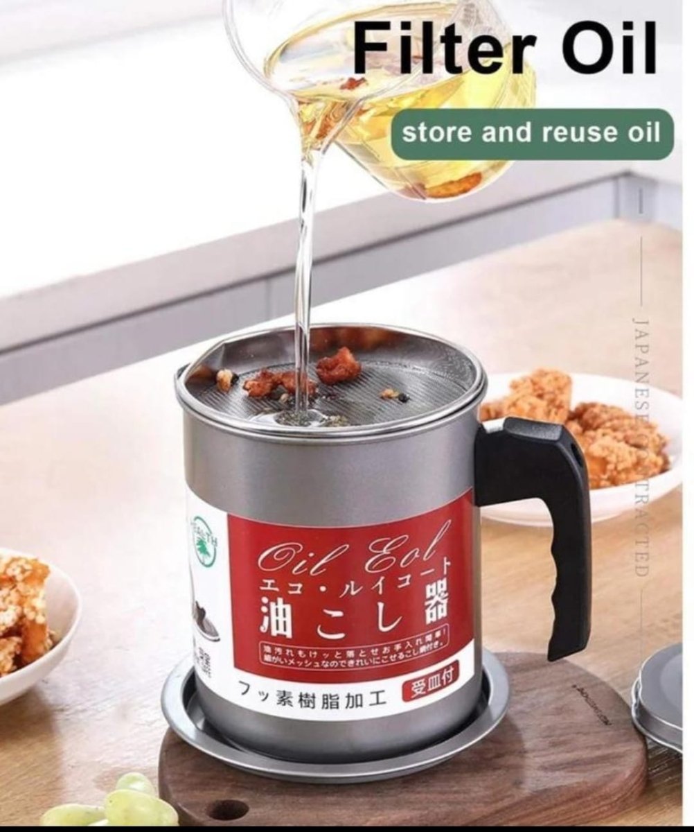 Oil Filter Pot for Kitchen | Grease Strainer with Lid – UAE Best Seller - uae