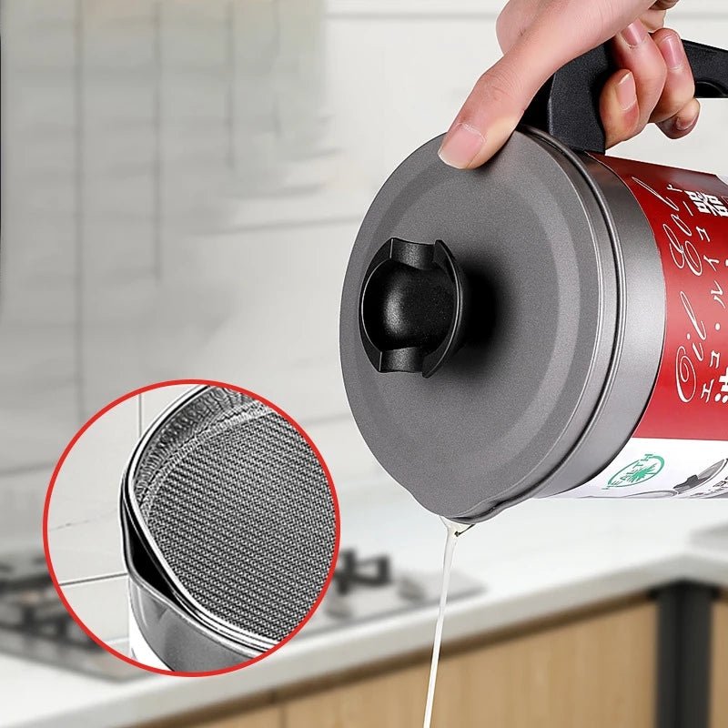 Oil Filter Pot for Kitchen | Grease Strainer with Lid – UAE Best Seller - uae